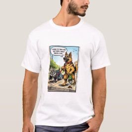 Funny Dog Walking Human Comic Graphic T-Shirt Tシャツ
