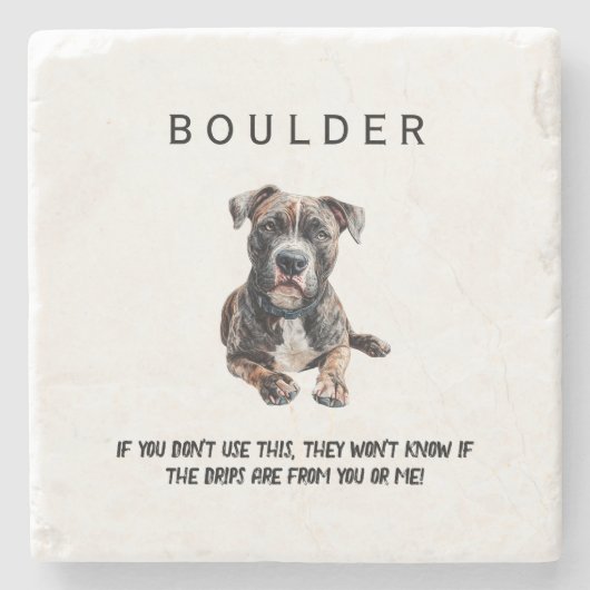 Funny Dog Watercolor Image ストーンコースター (正面)