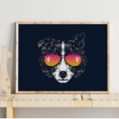 Funny Dog | With Sunglasses Wall Print ポスター