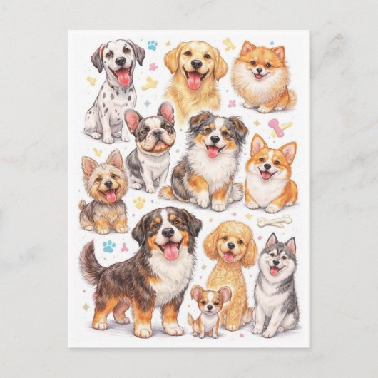 Funny dogs. Postcard ポストカード (正面)