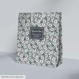 Funny dollar pattern personalized custom gift bag ミディアムペーパーバッグ