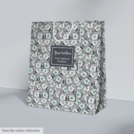 Funny dollar pattern personalized custom gift bag ミディアムペーパーバッグ