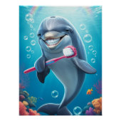 funny dolphin brush teeth  ポスター (正面)