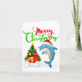 Funny Dolphin Fish Lover Xmas Lighting Dolphin Chr カード (正面)
