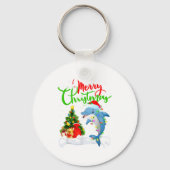 Funny Dolphin Fish Lover Xmas Lighting Dolphin Chr キーホルダー (正面)