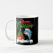 Funny Dolphin Fish Lover Xmas Lighting Dolphin Chr コーヒーマグカップ (左)