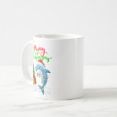 Funny Dolphin Fish Lover Xmas Lighting Dolphin Chr コーヒーマグカップ (正面左)