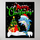 Funny Dolphin Fish Lover Xmas Lighting Dolphin Chr ポスター (正面)