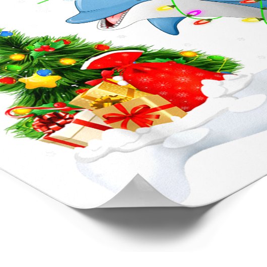 Funny Dolphin Fish Lover Xmas Lighting Dolphin Chr ポスター (角)