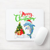 Funny Dolphin Fish Lover Xmas Lighting Dolphin Chr マウスパッド (マウス)