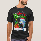 Funny Dolphin Fish Lover Xmas Lighting Dolphin Chr Tシャツ (正面)