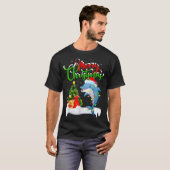 Funny Dolphin Fish Lover Xmas Lighting Dolphin Chr Tシャツ (正面フル)