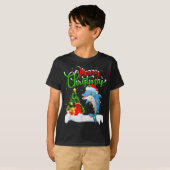 Funny Dolphin Fish Lover Xmas Lighting Dolphin Chr Tシャツ (正面フル)