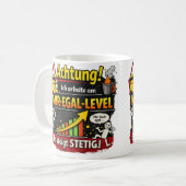 Funny “Don’t Care Level” Warning Graphic コーヒーマグカップ (正面左)