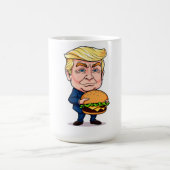 Funny Donald Trump Cartoon with Giant Burger コーヒーマグカップ (中央)