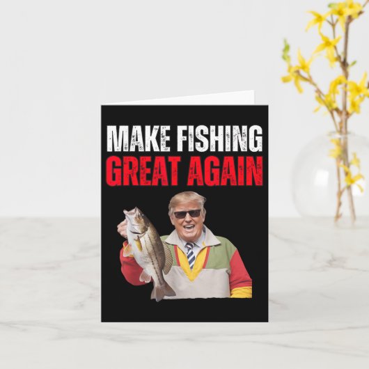 Funny Donald Trump Make Fishing Great Again Fisher カード (黄色い花)