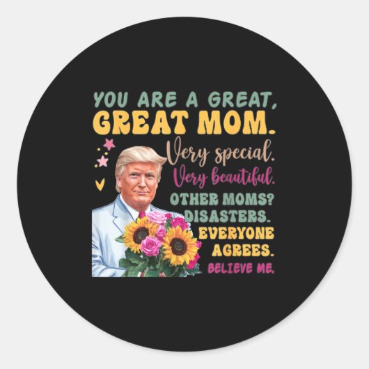 Funny Donald Trump Mothers Day Hold Flower Funny Q ラウンドシール (正面)