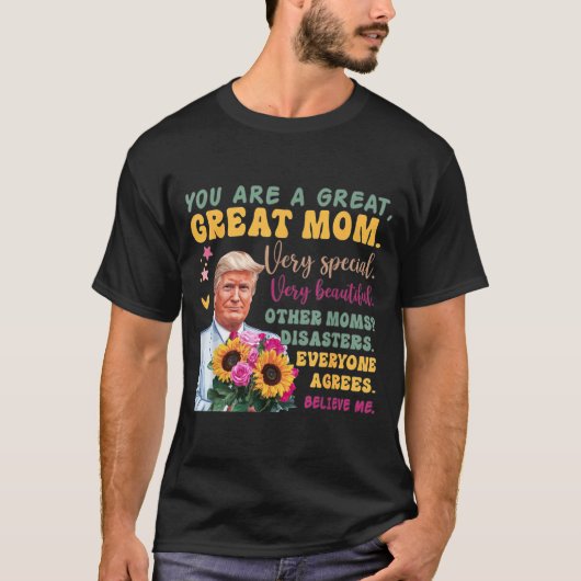 Funny Donald Trump Mothers Day Hold Flower Funny Q Tシャツ (正面)