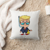 Funny Donald Trump Snorkel Cartoon with Rubber Duc クッション (ブランケット)