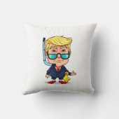 Funny Donald Trump Snorkel Cartoon with Rubber Duc クッション (裏面)