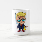 Funny Donald Trump Snorkel Cartoon with Rubber Duc コーヒーマグカップ (中央)