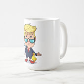 Funny Donald Trump Snorkel Cartoon with Rubber Duc コーヒーマグカップ (正面右)