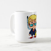 Funny Donald Trump Snorkel Cartoon with Rubber Duc コーヒーマグカップ (正面左)