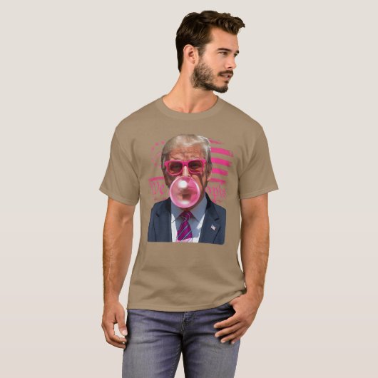 Funny Donaldrump Bubble Gum Pink 4th of July Ameri Tシャツ (正面フル)