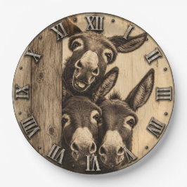 Funny Donkey Trio Rustic Farm Animal Vintage Barn ペーパープレート
