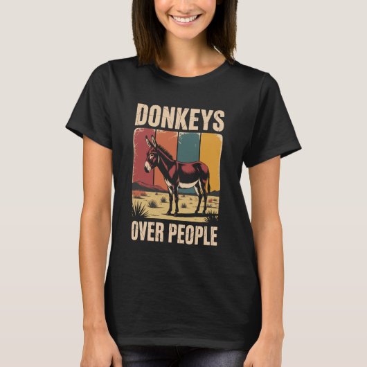 Funny Donkeys Over People Donkey Tシャツ (正面)