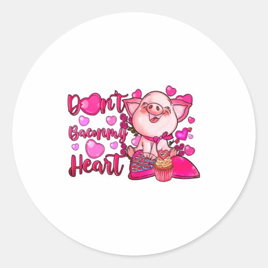 Funny Dont Bacon My Heart Cute G Valentines Da ラウンドシール (正面)