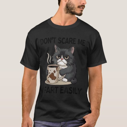 Funny Don't E Me I Fart Easily Black Cat Coffee Fa Tシャツ (正面)