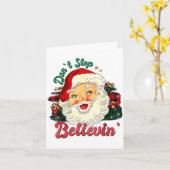 Funny Don't Stop Believing Santa Claus Matching Xm カード (黄色い花)