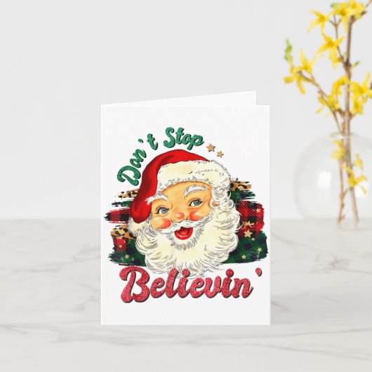 Funny Don't Stop Believing Santa Claus Matching Xm カード (黄色い花)