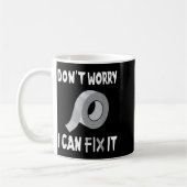 Funny Don't Worry - I Can Fix It - Duct Tape  コーヒーマグカップ (左)