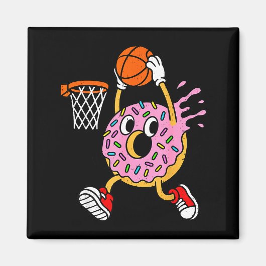 Funny Donut Dunking Basketball Doughnut Food Champ マグネット (正面)