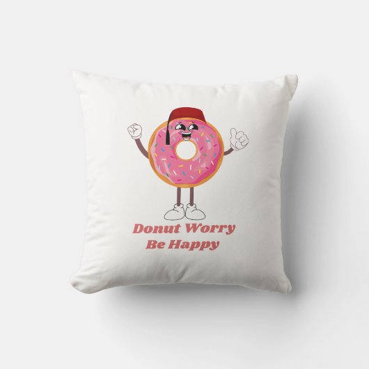 Funny Donut T-Shirt – Donut Worry Be Happy Gift クッション (正面)