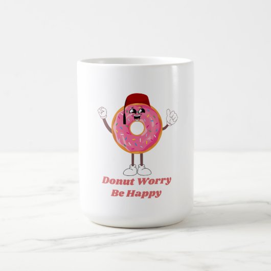 Funny Donut T-Shirt – Donut Worry Be Happy Gift コーヒーマグカップ (中央)