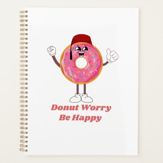 Funny Donut T-Shirt – Donut Worry Be Happy Gift プランナー手帳 (正面)