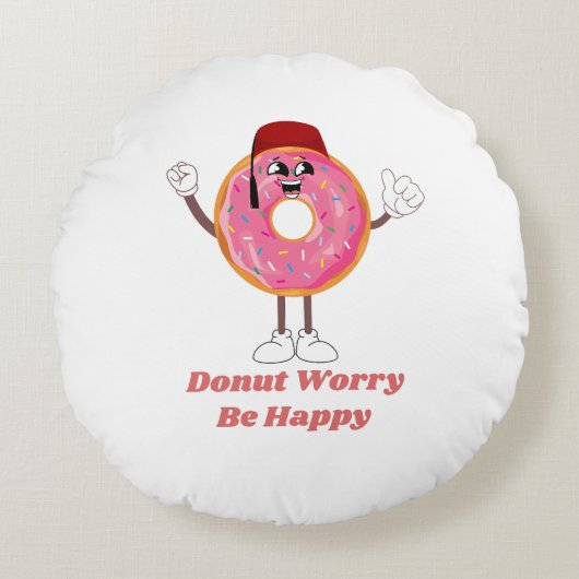 Funny Donut T-Shirt – Donut Worry Be Happy Gift ラウンドクッション (正面)