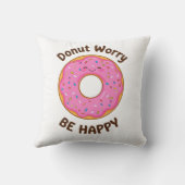Funny "Donut Worry Be Happy" Pun クッション (裏面)