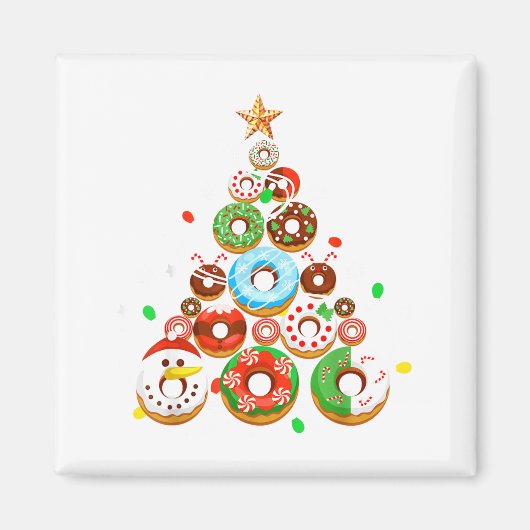 Funny Donuts Christmas Tree Lights Xmas Pjs Boys K マグネット (正面)