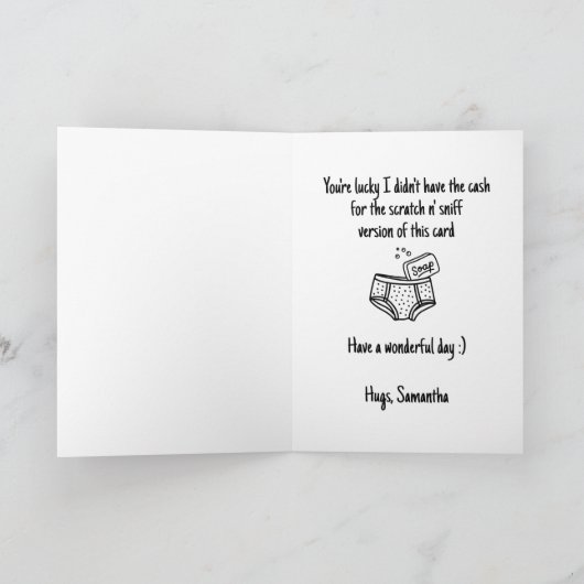 Funny Doodle Art Non-Birthday Happy Hippy Bathday カード (内部)