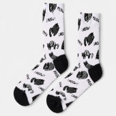 Funny Doodle Black and White Cat Socks ソックス (左)