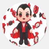 Funny Dracula For Halloween ラウンドシール (正面)