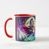 Funny Dracula Mug – Vampire Running from garlic マグカップ (左)