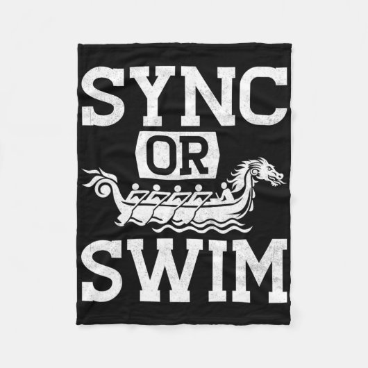Funny Dragon Boat Racing Paddle Sync Or Swim  フリースブランケット (正面)