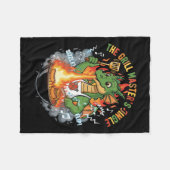  Funny Dragon Grill Master BBQ & Grilling Cartoon フリースブランケット (正面(横))