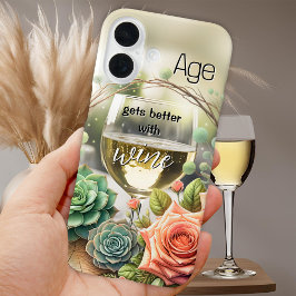 Funny Dreamy Chic Floral White Wine Phone Case iPhone 16ケース