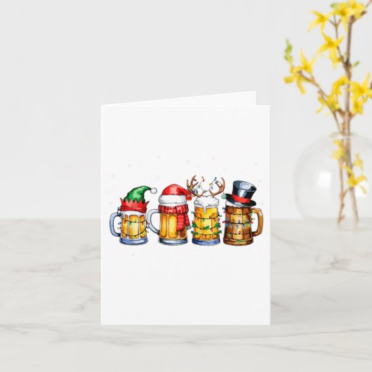 Funny Drinking Christmas Santa Beer Christmas Ligh カード (黄色い花)
